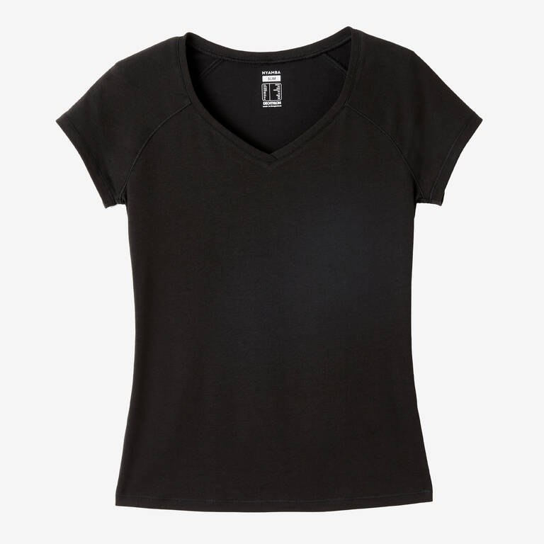 Women's V-Neck Fitness T-Shirt 500 - Black