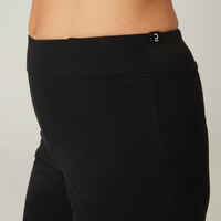 Women's Cotton-Rich Straight-Cut Jogging Fitness Bottoms 120 - Black