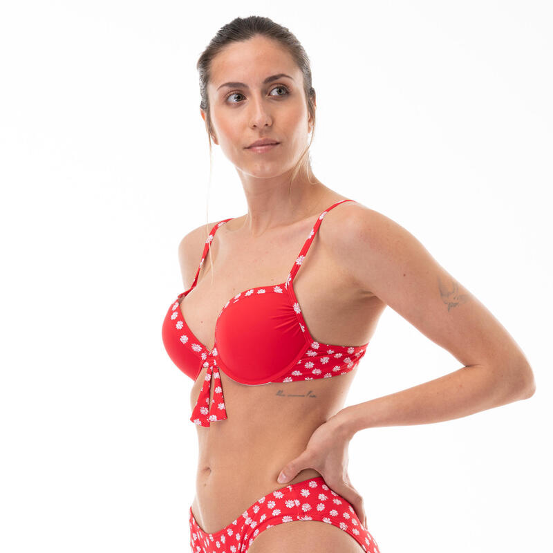 Top bikini Push Up Mujer Cocoa Surf Tirantes Ajustables Estampado Rojo