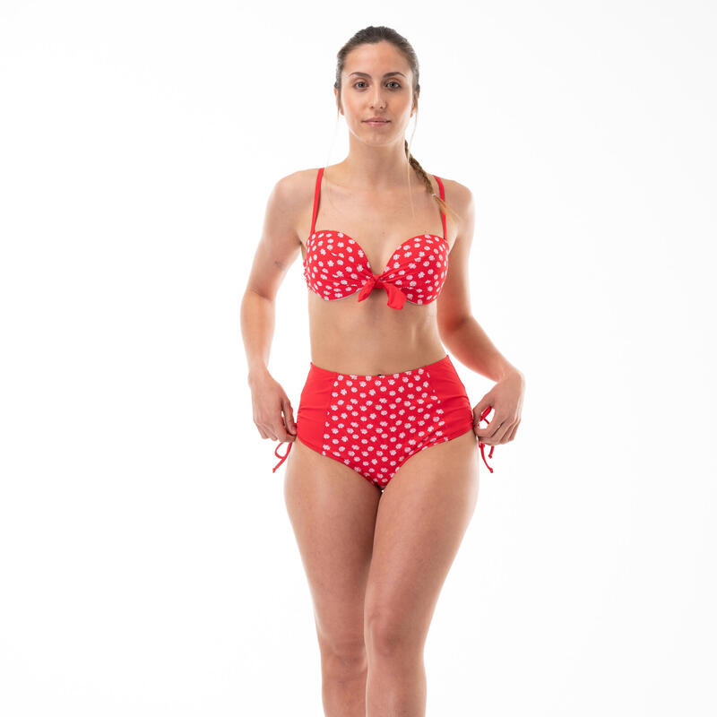 Braga Alta Bikini Cocoa Mujer Surf Rojo Estampado