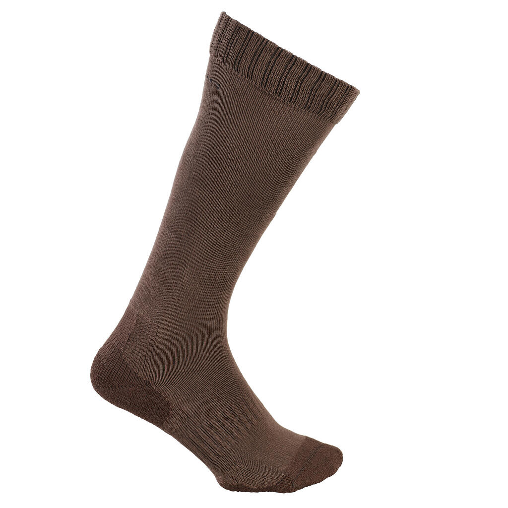 LOT DE 2 PAIRES DE CHAUSSETTES CHASSE RESPIRANTES HAUTES ACT 100 BOTTE