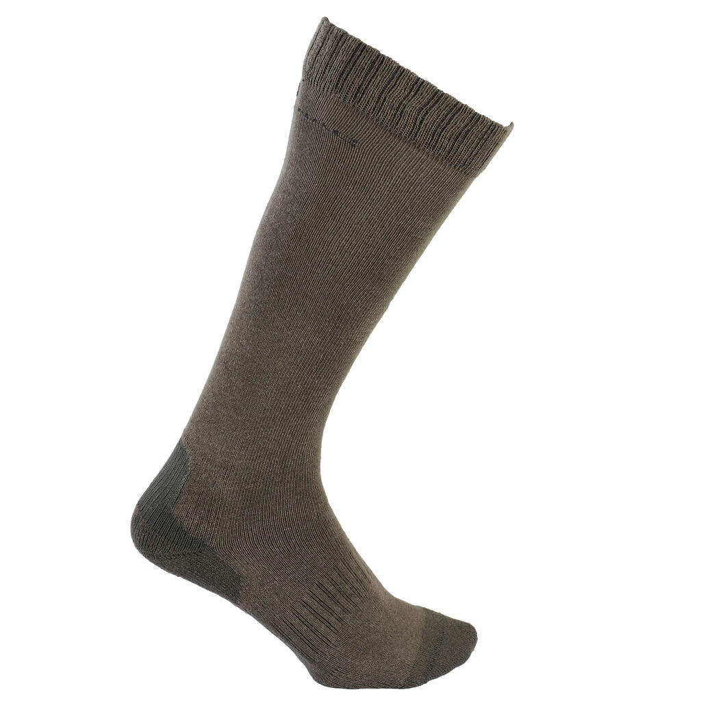 LOT DE 2 PAIRES DE CHAUSSETTES CHASSE RESPIRANTES HAUTES ACT 100 BOTTE