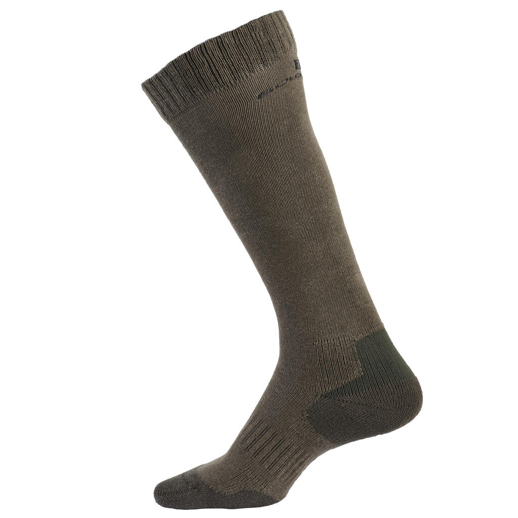 LOT DE 2 PAIRES DE CHAUSSETTES CHASSE RESPIRANTES HAUTES 100