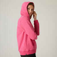 Women's Zip-Up Fitness Hoodie 500 - Dark Pink