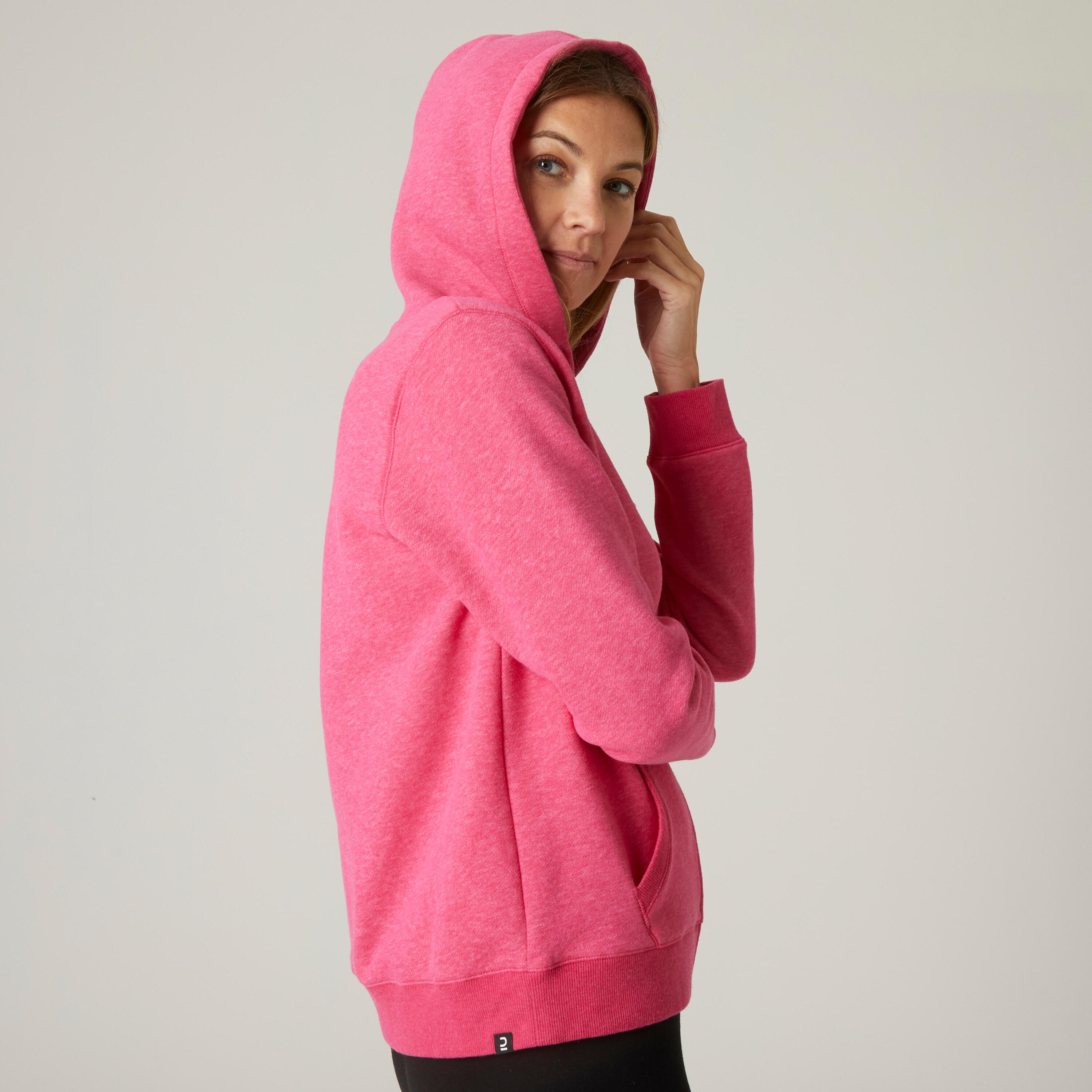 Women's Zip-Up Fitness Hoodie 500 - Dark Pink 2/6
