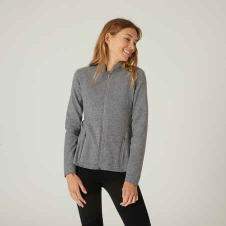 Sweat zippé col montant ajusté femme avec poche - 520 Gris