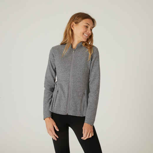 
      Women's Fitted High Neck Zipped Sweatshirt With Pocket 520 - Grey
  