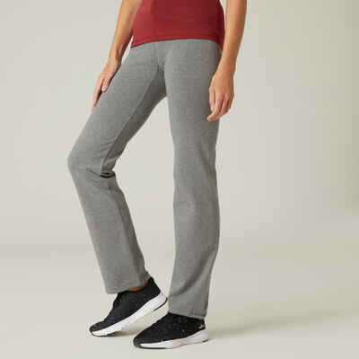 Women's Slim-Fit Fitness Leggings 100 - Mottled Dark Grey