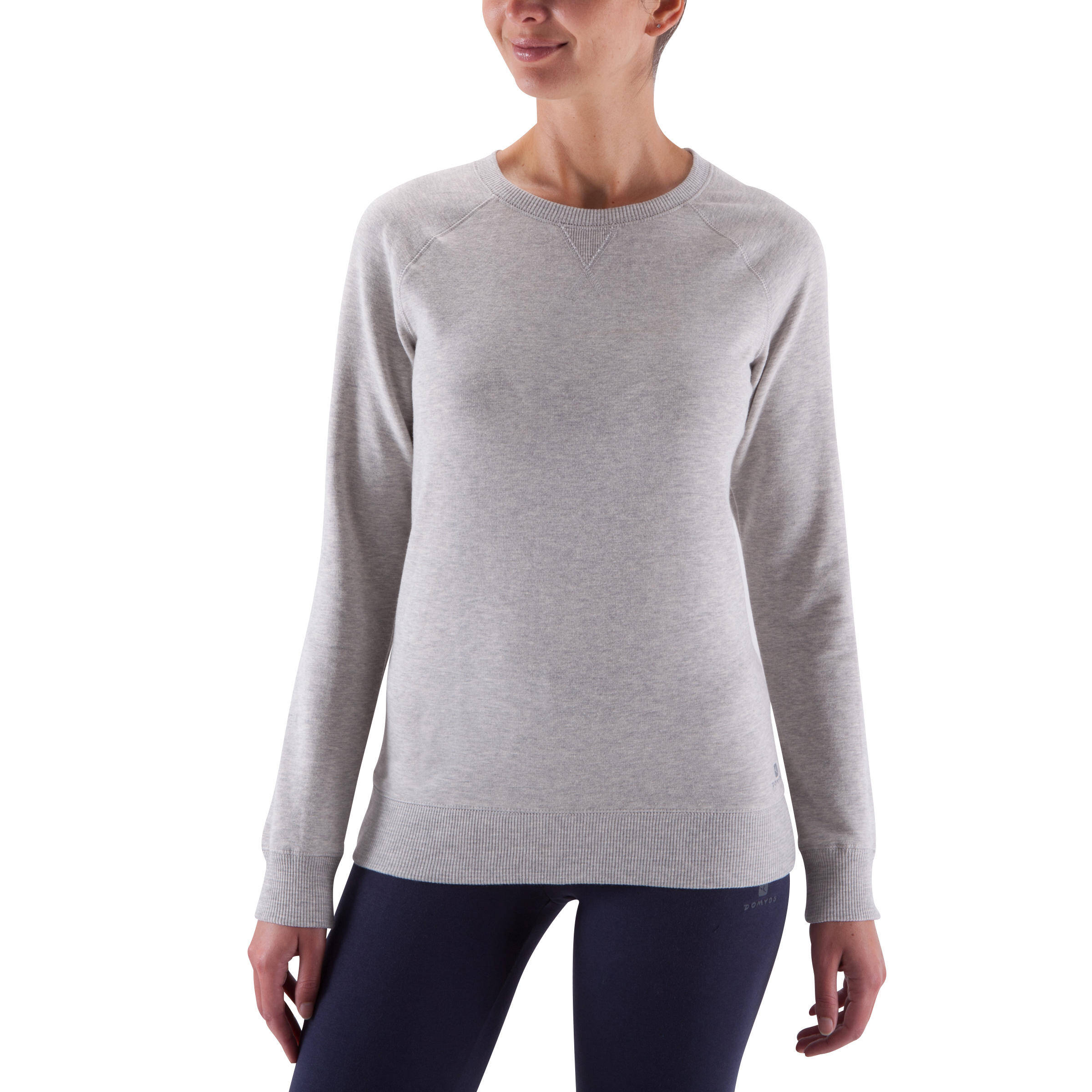 Women's Round-Neck Fitness Sweatshirt - Mottled Grey -  4