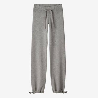 Legging Coton Fitness Fit+ Coupe droite et bas resserable Gris Chiné