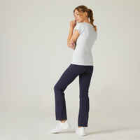 Leggings Fit+ Fitness Baumwolle gerader Schnitt unten verengbar Damen marineblau