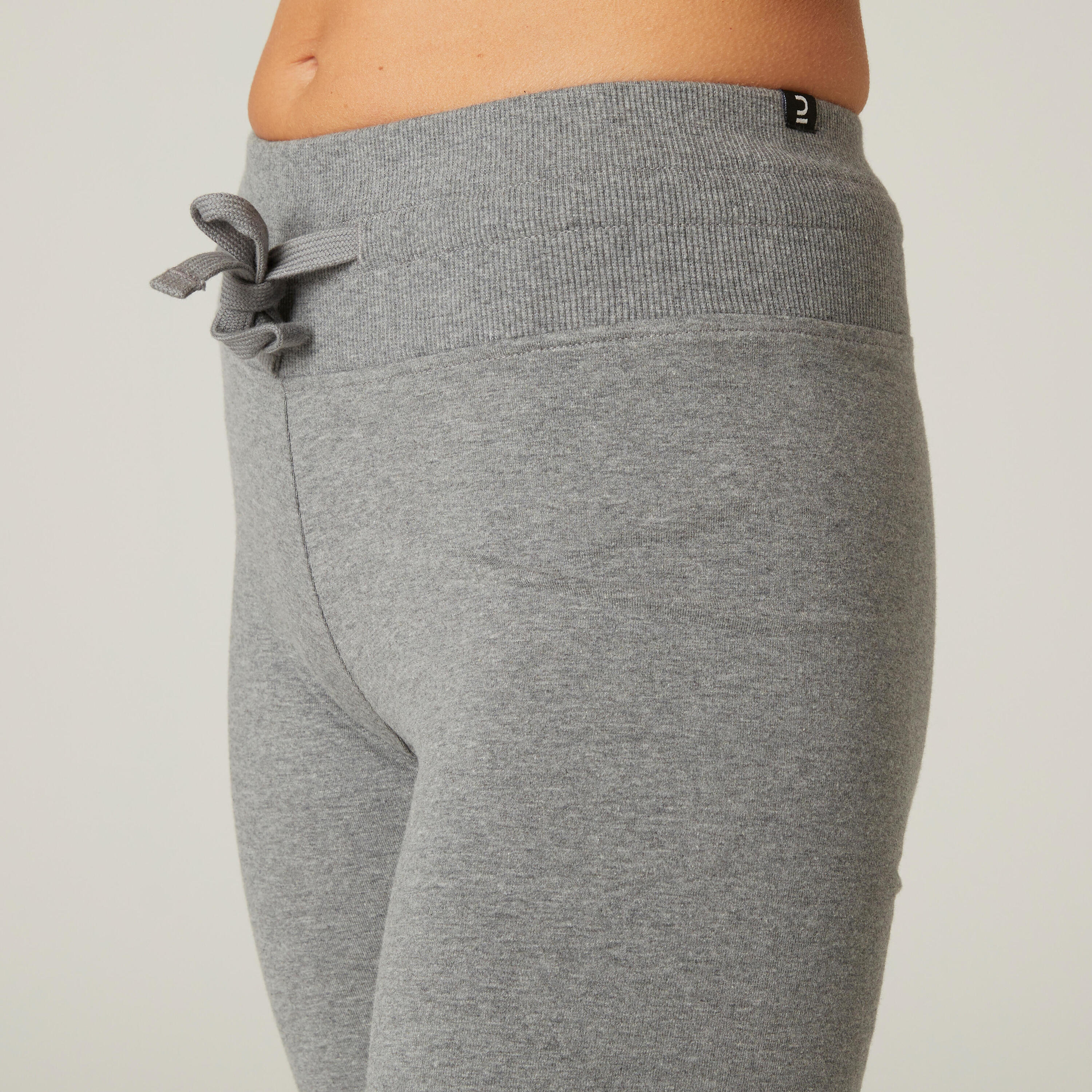 Mallas Leggings Corte Recto Bajos Ajustables Fitness Mujer 500 Gris 22/27