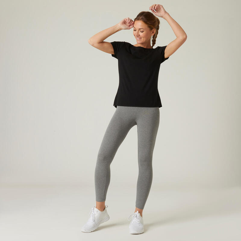 Dámské fitness tričko 510 bavlněné s límečkem černé