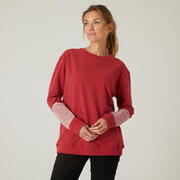 Women's Cotton French Terry Gym Sweater 100 - Red Print