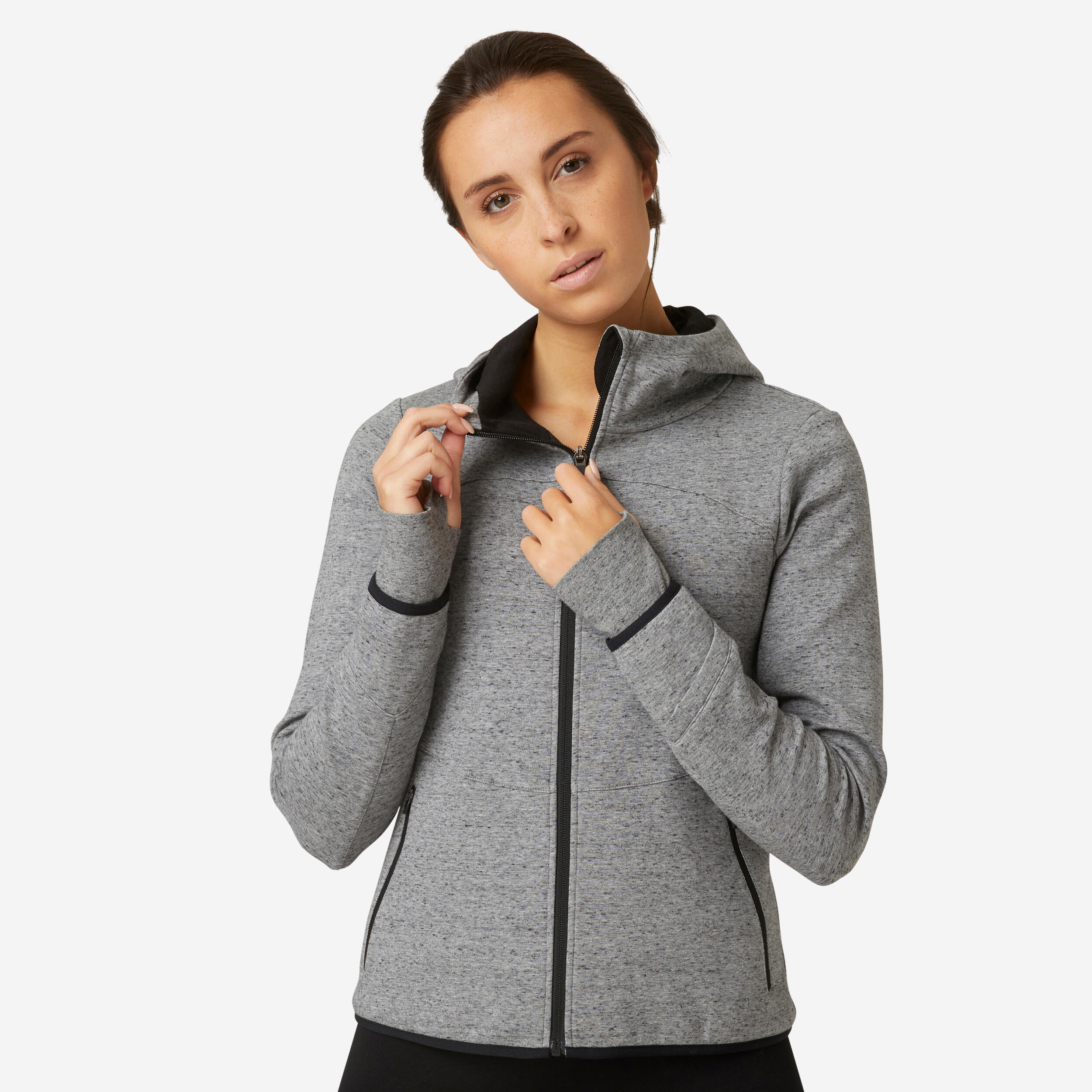 Sudadera chaqueta fitness con capucha Mujer Domyos 560 DOMYOS | Decathlon