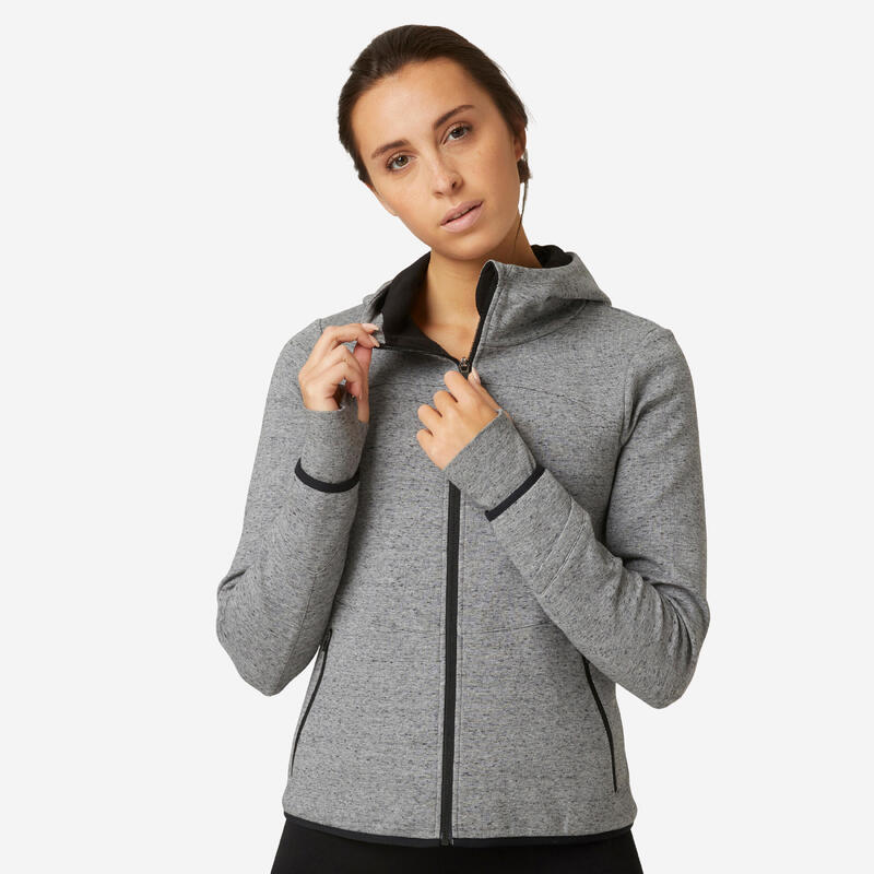 Zipped Fitness Hoodie with Zipped Pockets - Grey