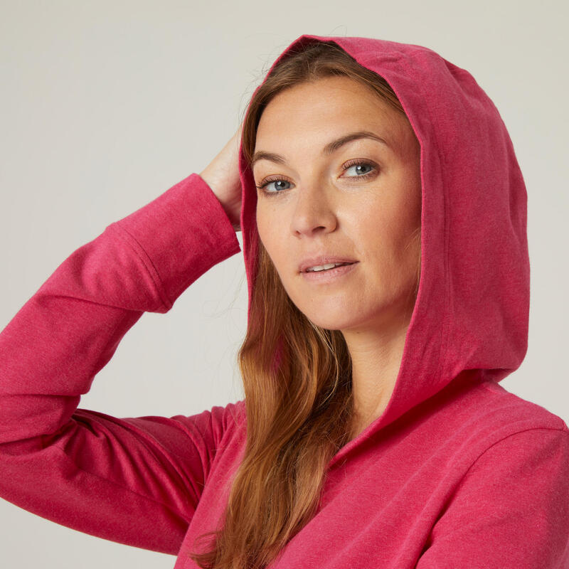 Dámská fitness mikina na zip 500 růžová