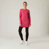 Women's Long-Sleeved Slim-Fit Cotton Crew Neck Fitness T-Shirt 520 - Pink