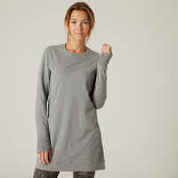 Women's Long-Sleeved Slim-Fit Cotton Crew Neck Fitness T-Shirt 520 - Grey