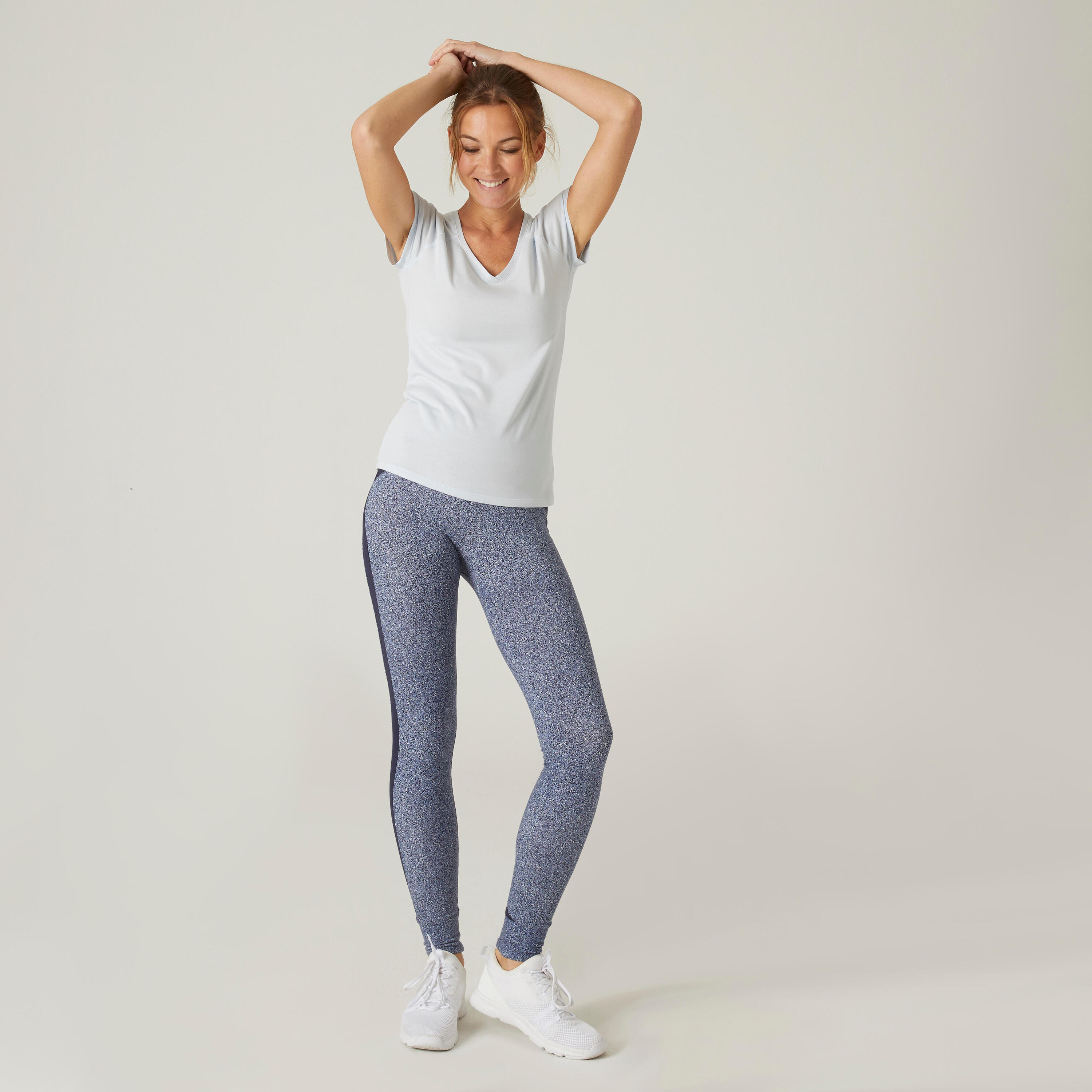 Women's Fitness V-Neck T-Shirt 500 - Fog Grey 3/6