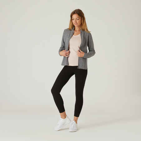 Women's Fitted High Neck Zipped Sweatshirt With Pocket 520 - Grey