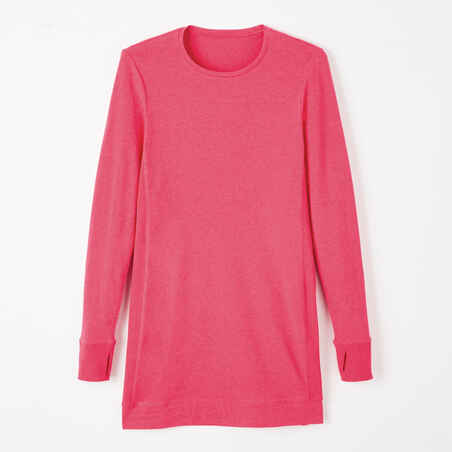 Women's Long-Sleeved Slim-Fit Cotton Crew Neck Fitness T-Shirt 520 - Pink