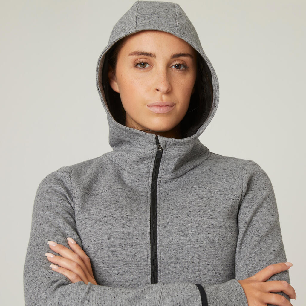 Sweatjacke Kapuze 560 RV-Kragen enganliegend mit Tasche Damen bordeauxrot 