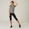 T-Shirt Fitness 500 Slim V-Ausschnitt Baumwolle Damen grau 