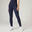 Pantalon jogging slim bas zippé fitness femme - 520 Bleu Marine