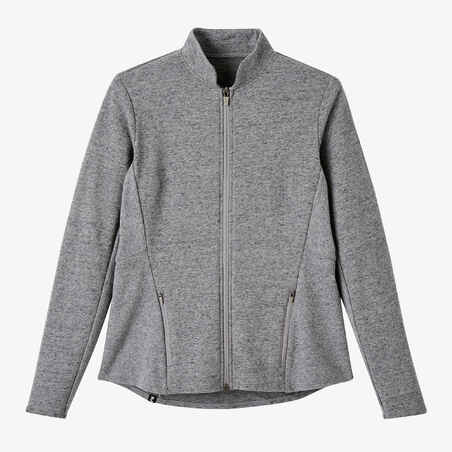 Women's Fitted High Neck Zipped Sweatshirt With Pocket 520 - Grey