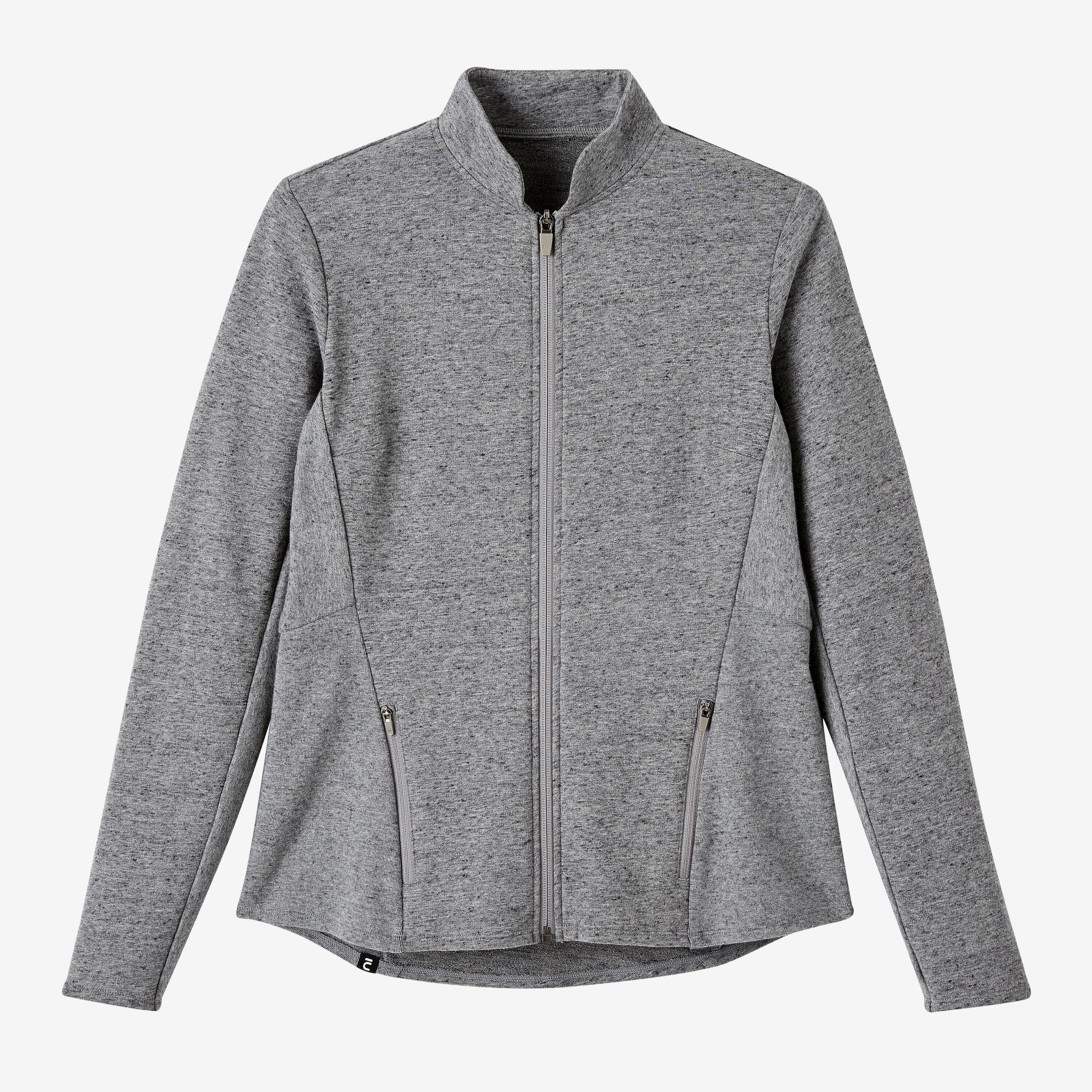 Women's Fitted High Neck Zipped Sweatshirt With Pocket 520 - Grey 7/7