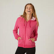 Women's Cotton Gym Hoodie Zip Jacket 500 - Pink