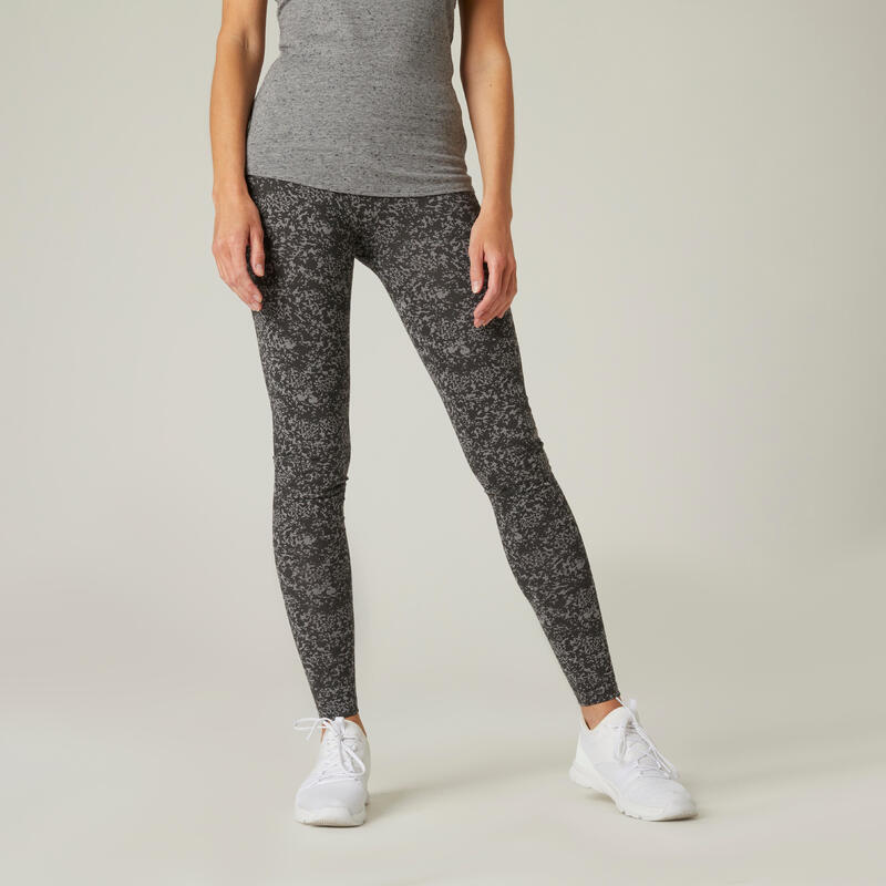 Leggings mallas fitness algodón Mujer Domyos Fit+ gris oscuro