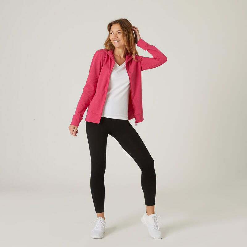 Dámská fitness mikina na zip 500 růžová