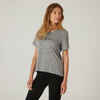 Women's Short-Sleeved Straight-Cut V-Neck Cotton Fitness T-Shirt 515 - Grey