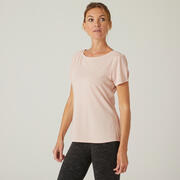 Women Cotton Blend Gym T-shirt Regular fit Boat neck 510 - Pink