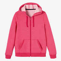 Women's Zip-Up Fitness Hoodie 500 - Dark Pink