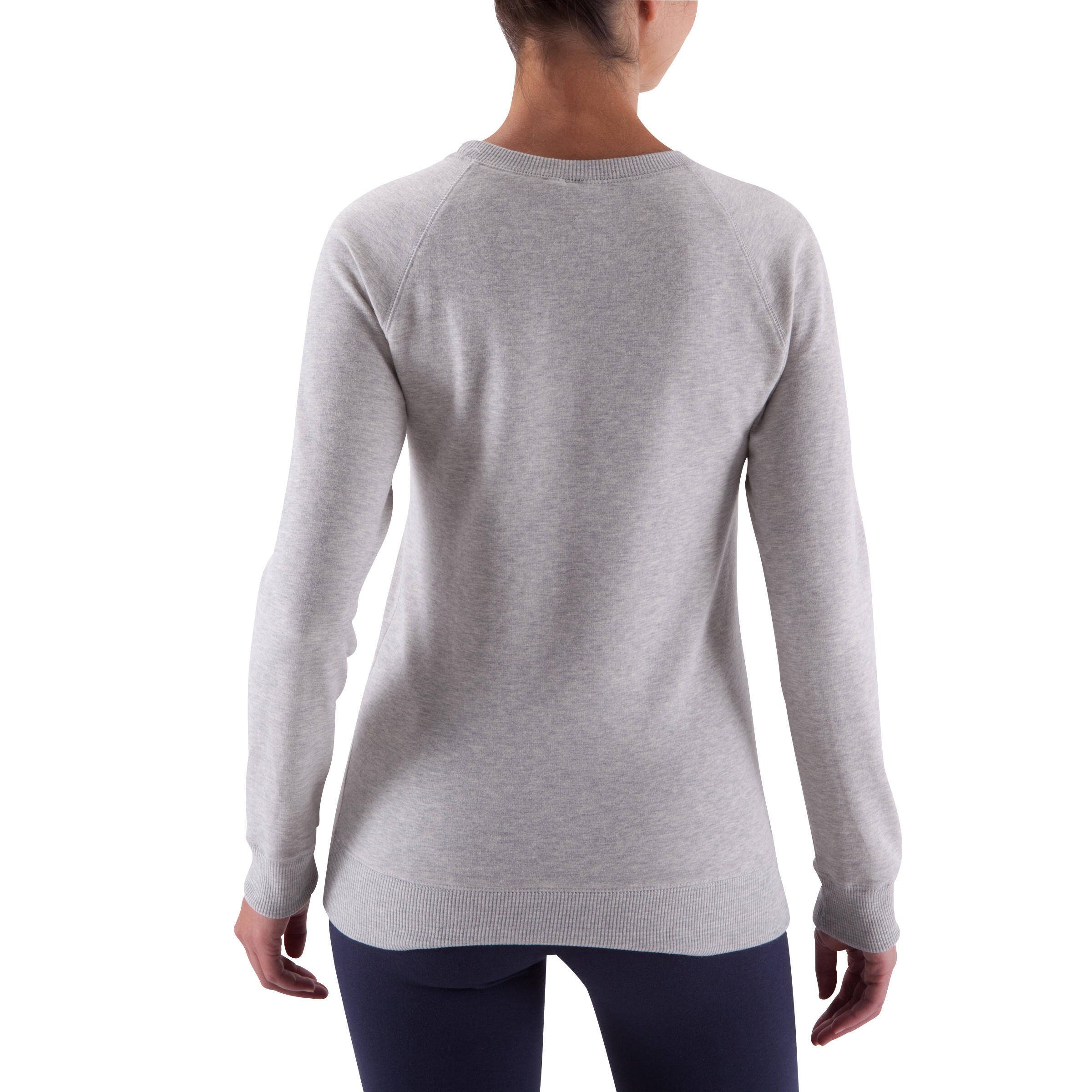 Women's Round-Neck Fitness Sweatshirt - Mottled Grey -  5