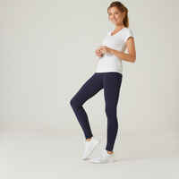 מכנסי ספורט צמודים לנשים דגם Fit+ 500 - כחול נייבי