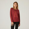 Women Cotton Blend Gym Long sleeve T-shirt Regular fit 500 - Burgundy Print