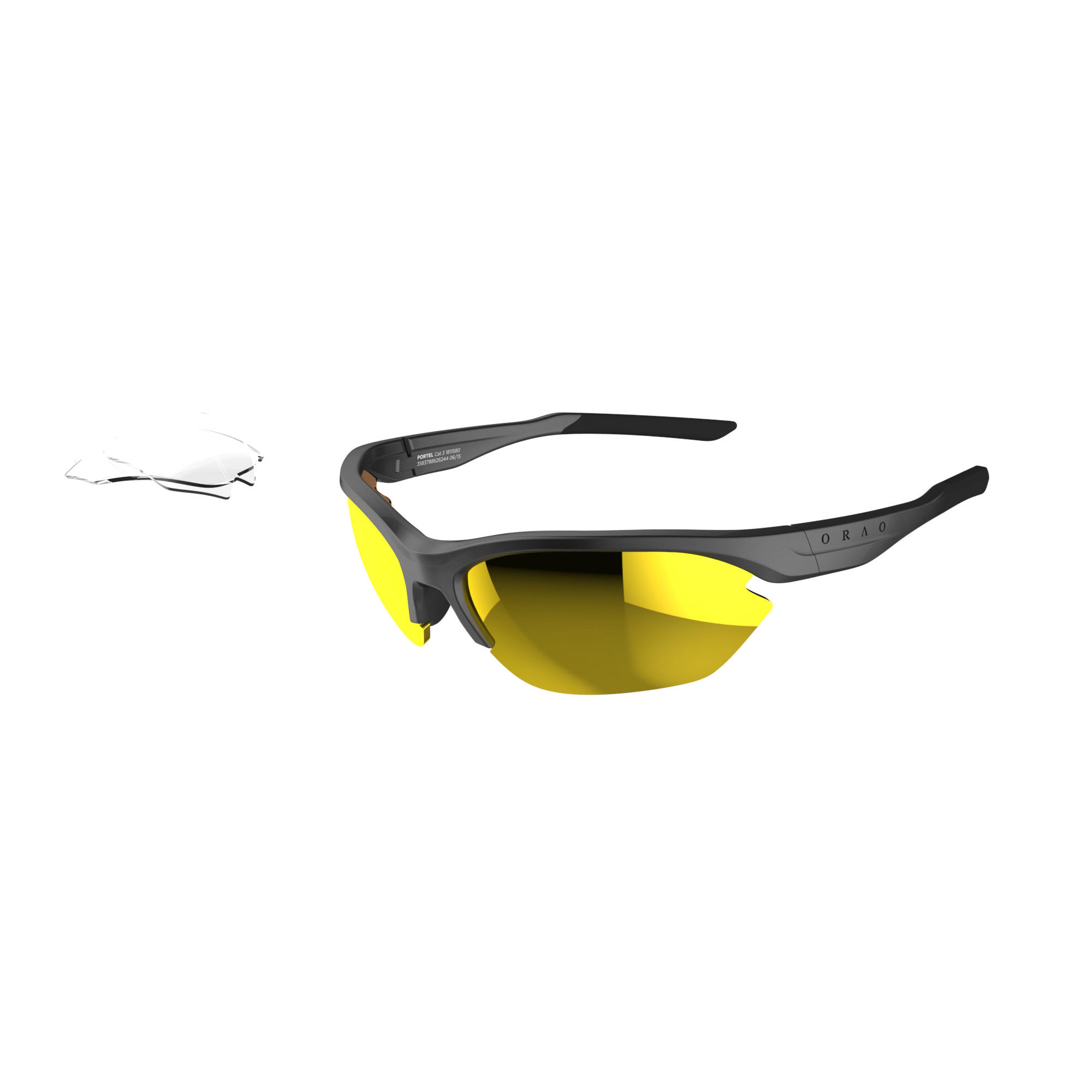 PORTEL adult cycling & running sunglasses interchangeable lenses - grey 9/13