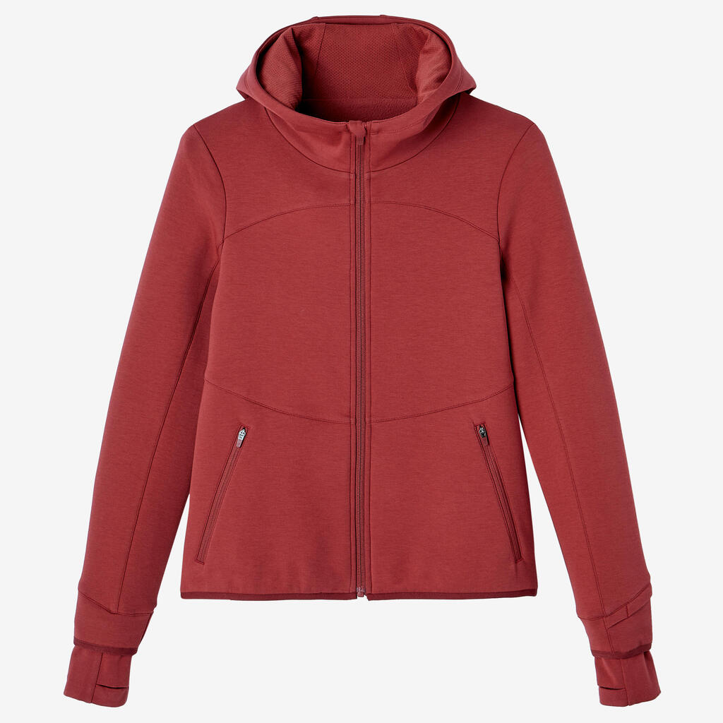 Women's Zip-Up Fitness Hoodie 500 - Spacer Burgundy