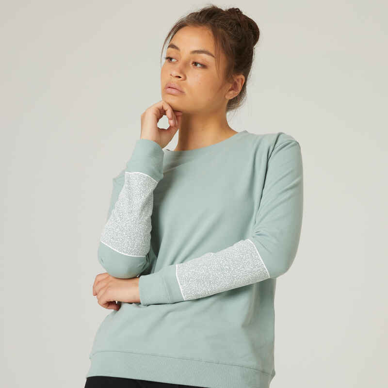 Women's Fitness Sweatshirt 100 Verdigris Decathlon