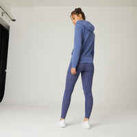 Women's Slim-Fit Fitness Leggings Fit+ 500 - Blue/Black Print