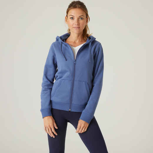 
      Sweatjacke Kapuze Fitness warm Damen blau 
  