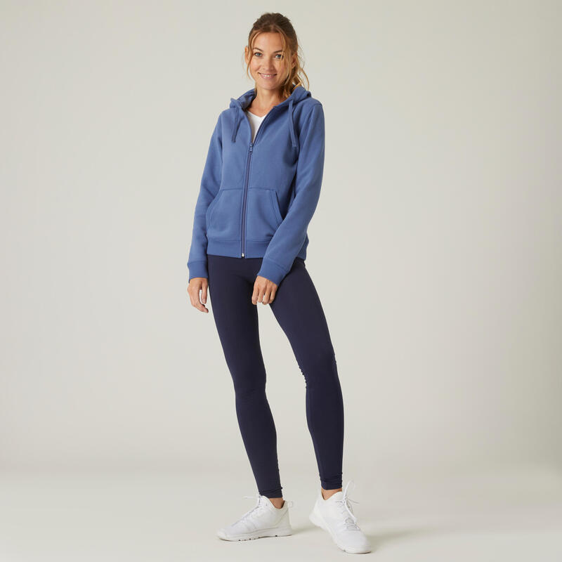 Trainingsjacke mit Kapuze Damen - 500 blau 