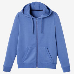 Sweat à capuche zippé Fitness femme - 500 Bleu d'orage