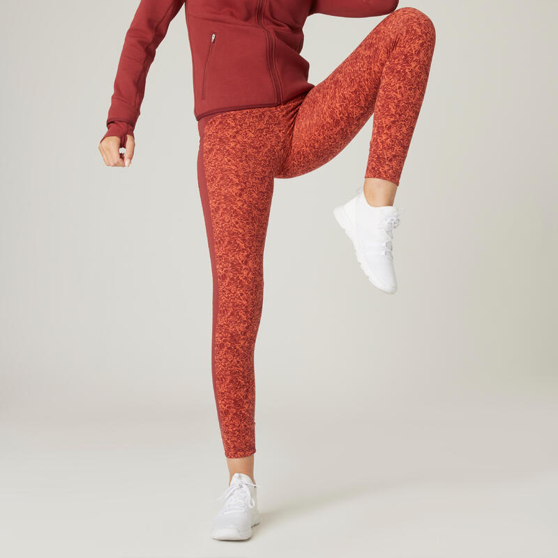 Legging Coton Extensible Fitness Taille Haute Rouge avec Imprimé