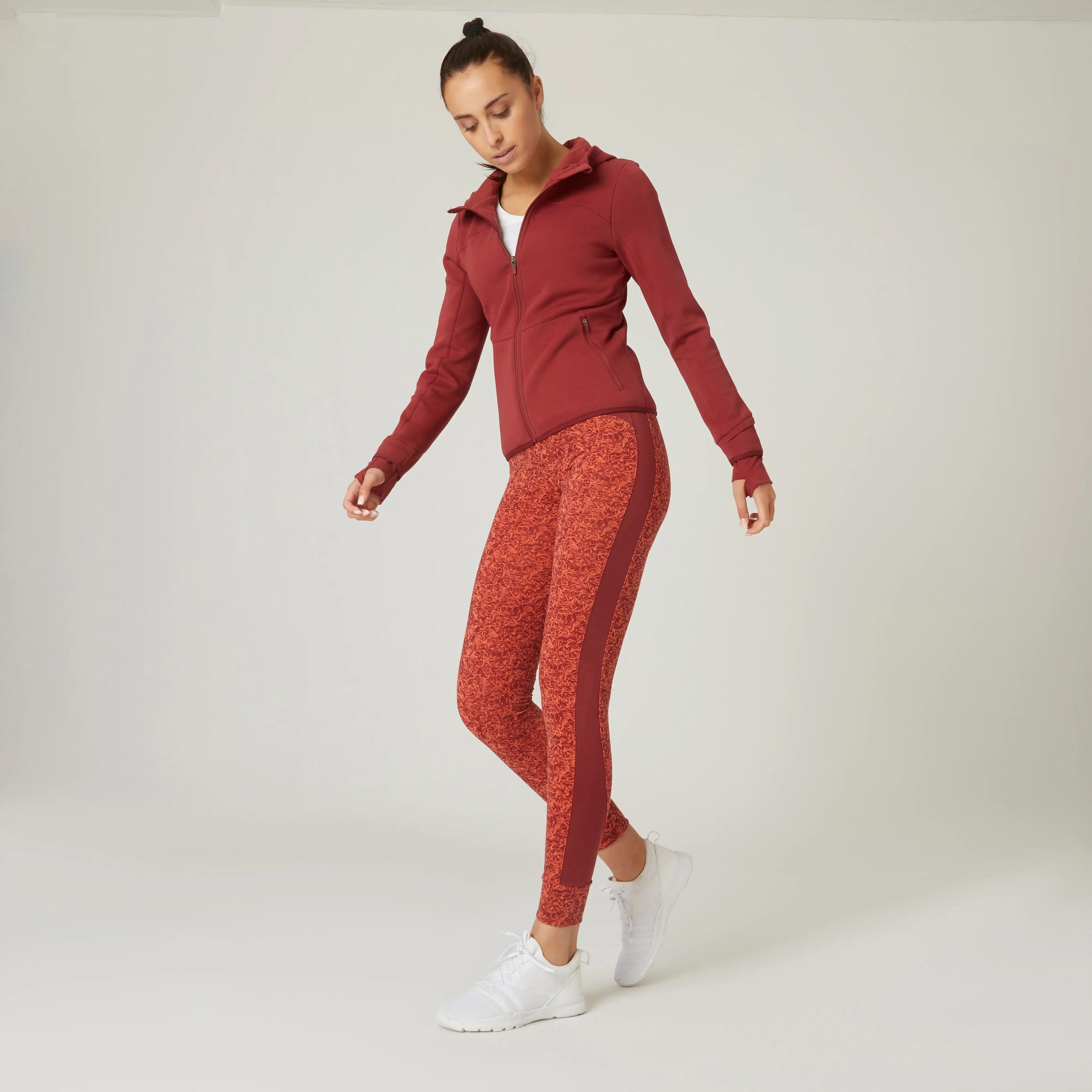 Stretchy High-Waisted Cotton Fitness Leggings - Red Print 2/6