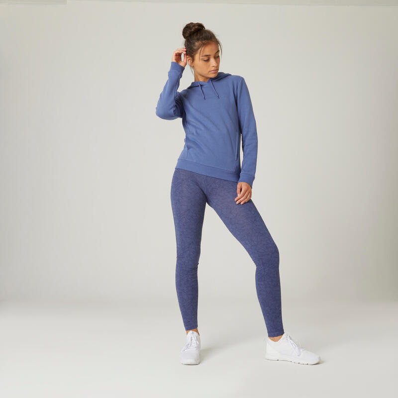 Legging fitness long coton extensible respirant femme - Fit+ bleu